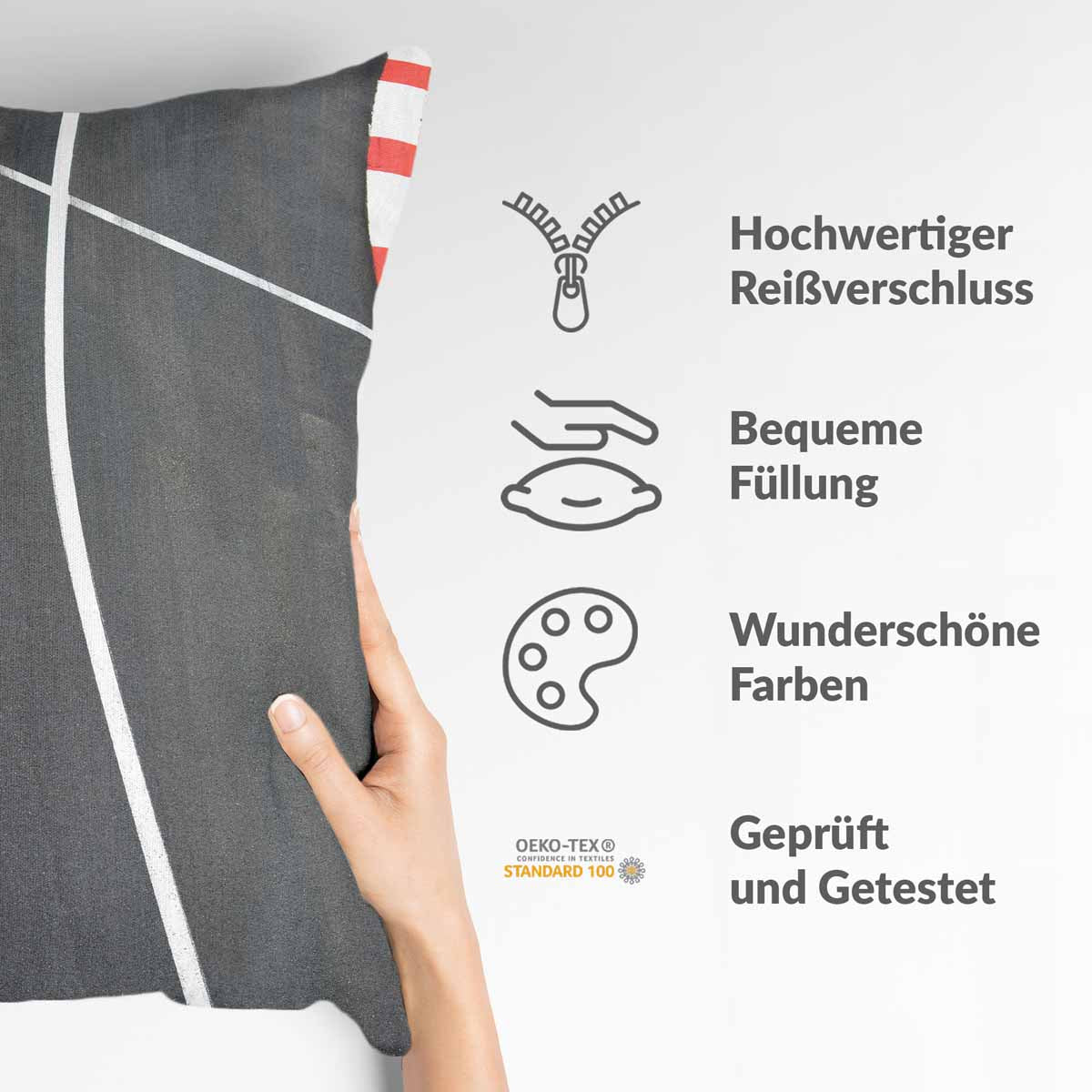 Gezondheidskussen Donkergrijs met witte strepen