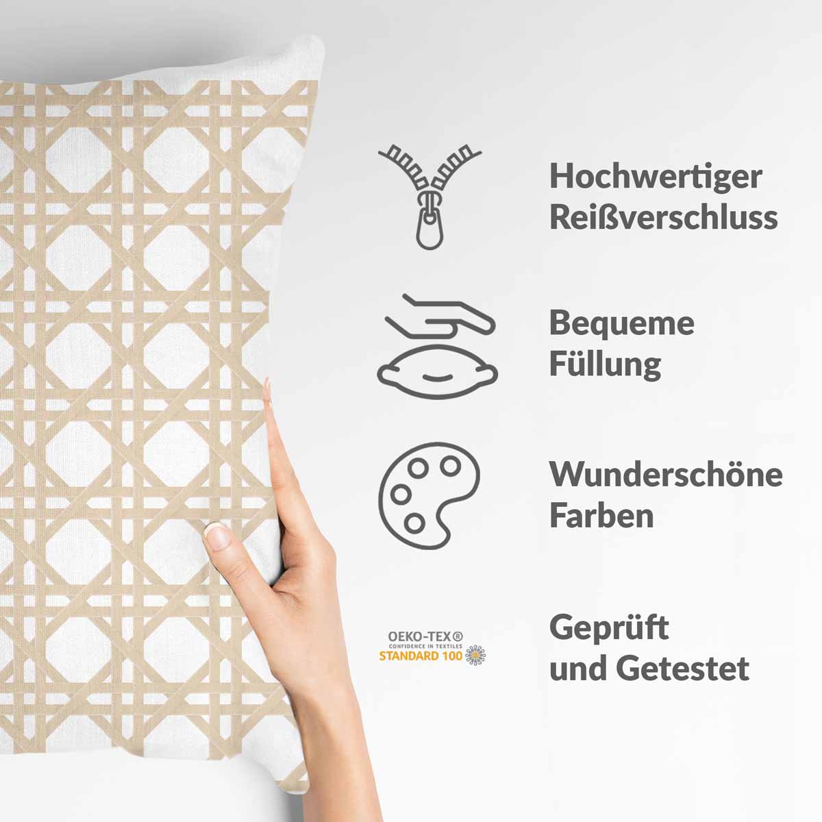 Health Pillow White with Beige Circles