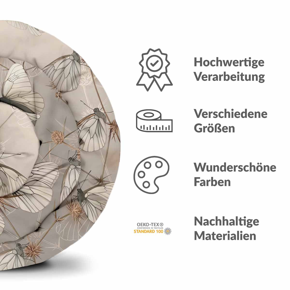 Originele therapiedeken - katoenen hoes beige met motten
