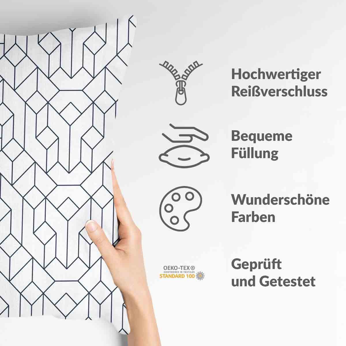 Gezondheidskussen wit met zwarte patronen