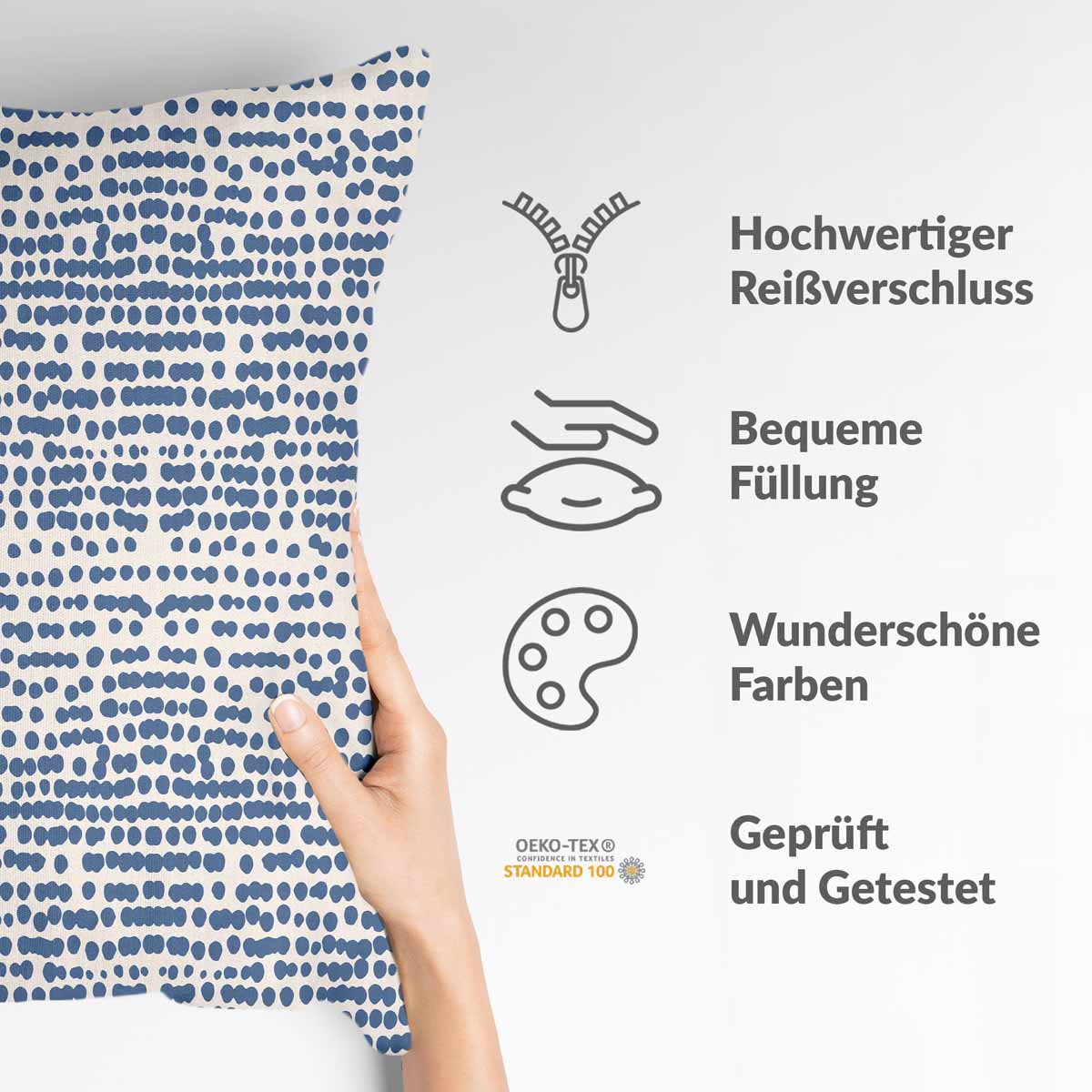 Gezondheidskussen met blauwe stippen