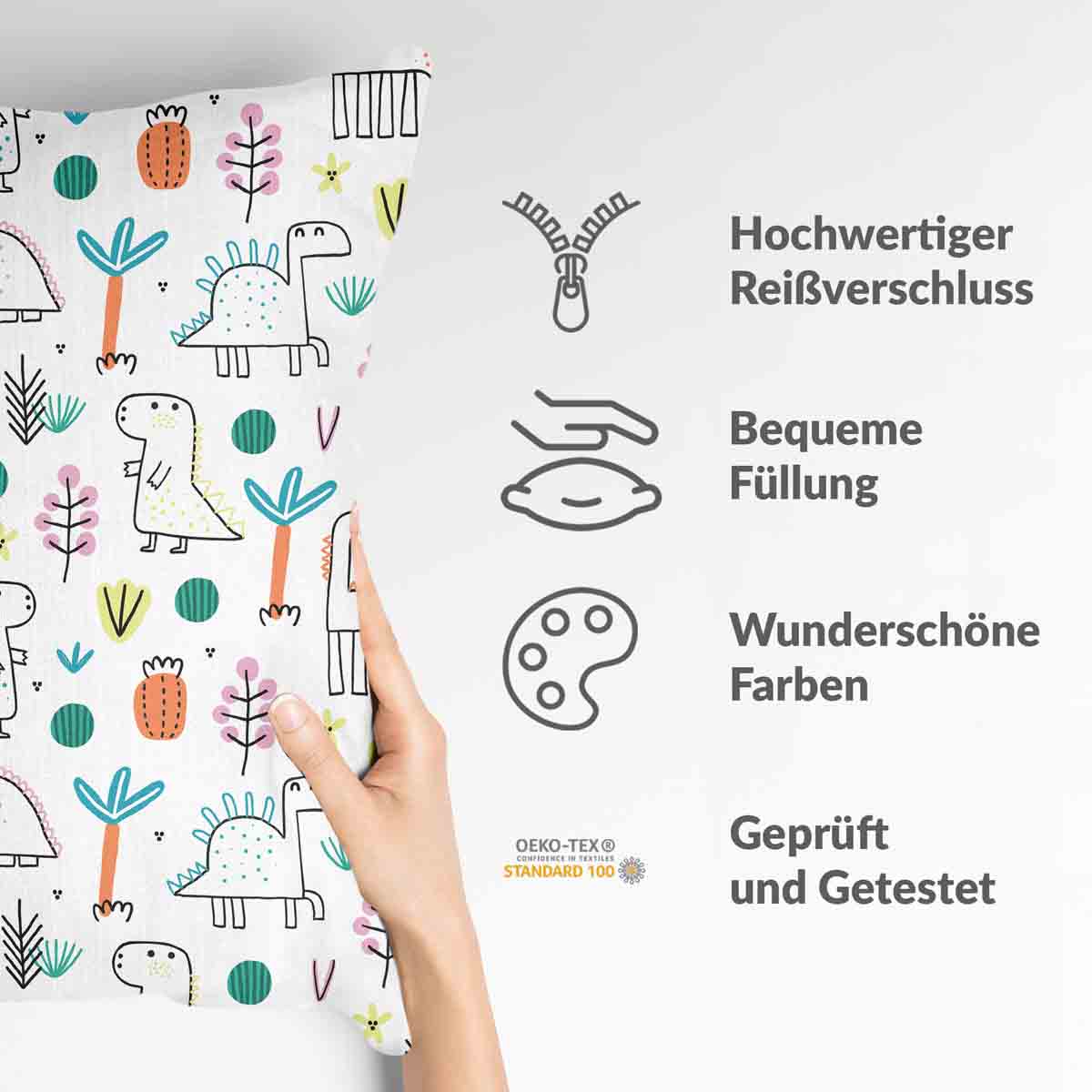 Cuscino sanitario con dinosauri colorati