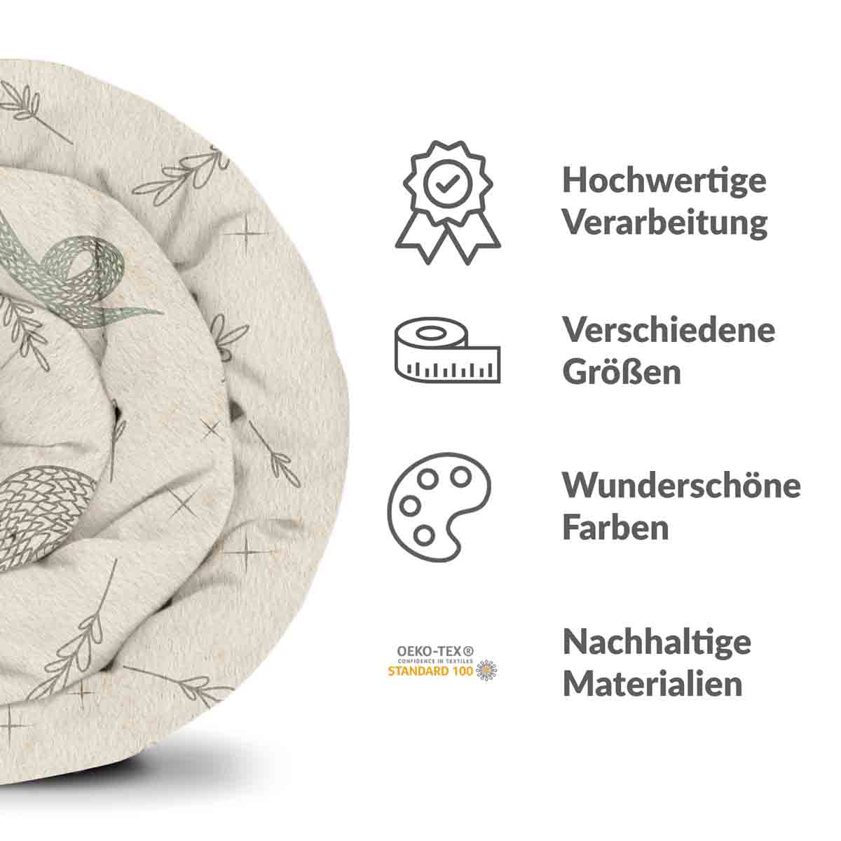 Set di biancheria da letto beige con coperta terapeutica e serpente