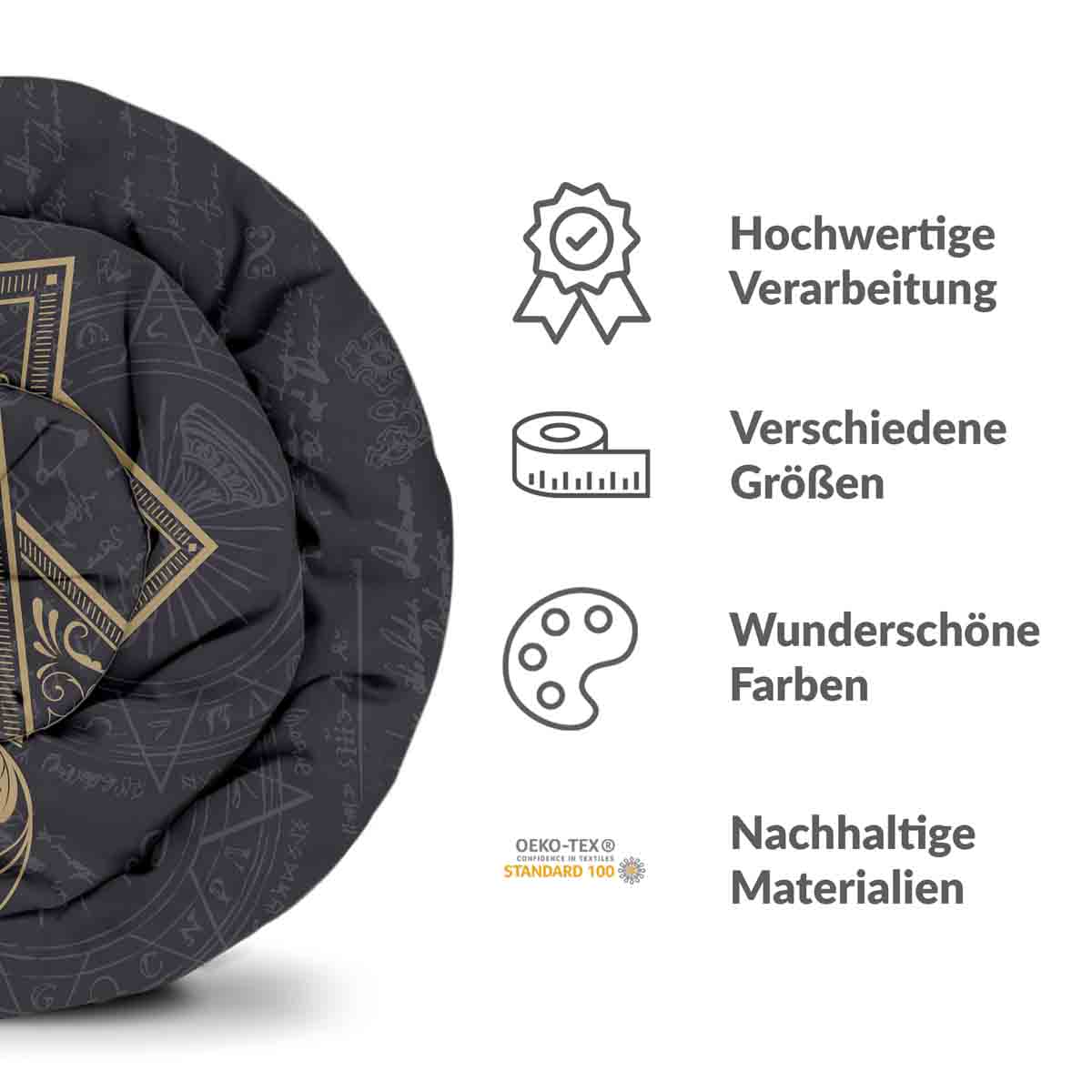 Set di biancheria da letto con coperta terapeutica Nero Mistico Mandala