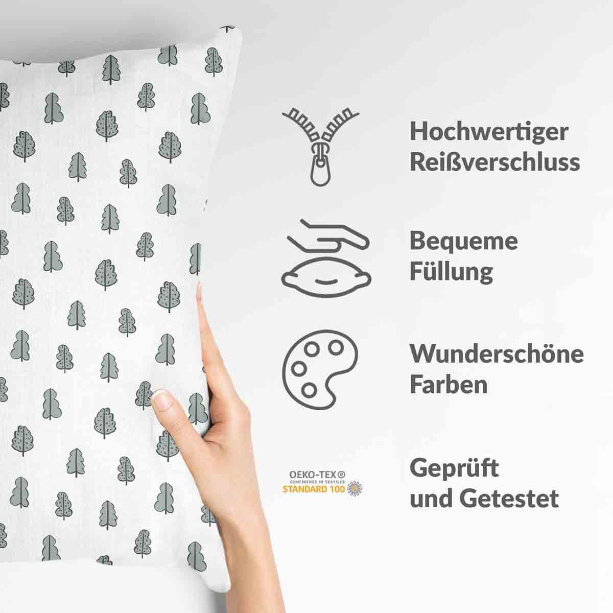 Almohada de salud blanca con arbolitos