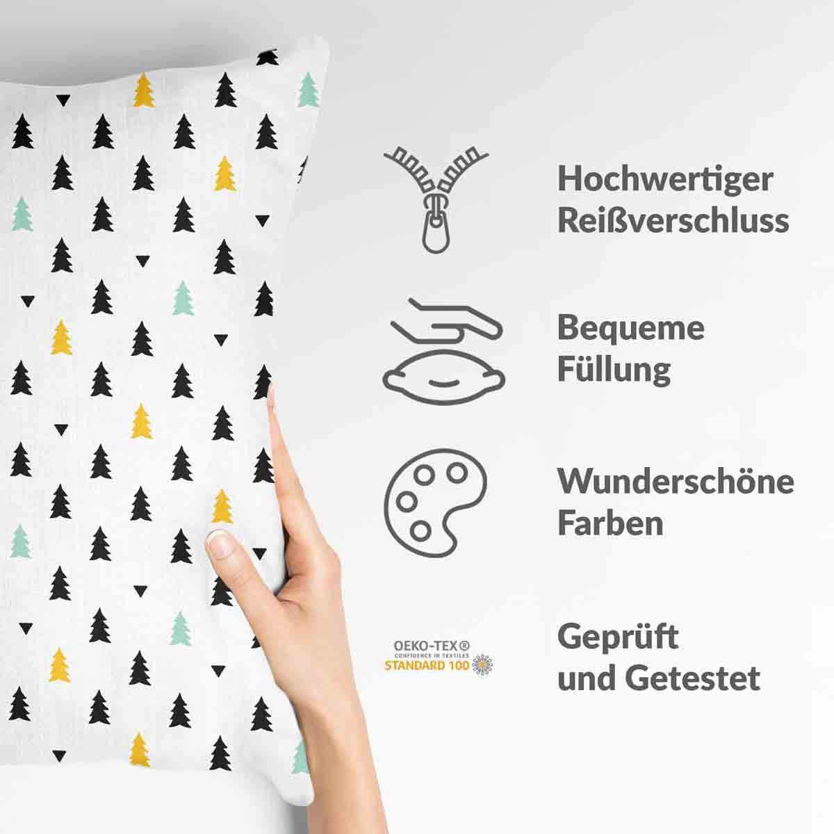 Health pillow white with small fir trees