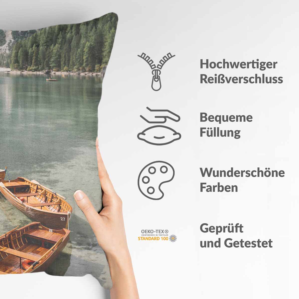 Health pillow lake with boats