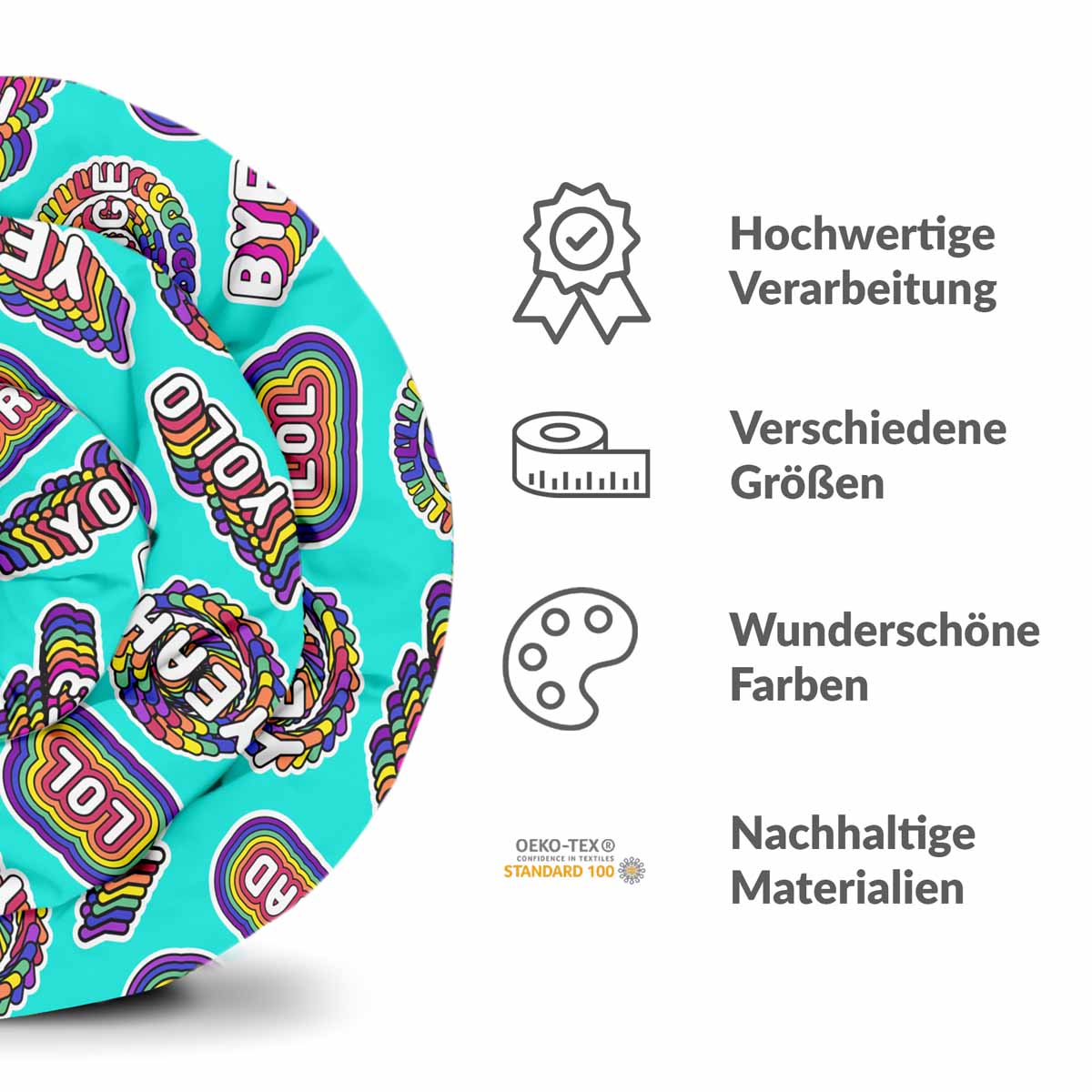 Originele therapiedeken - katoenen hoes turquoise met spreuken