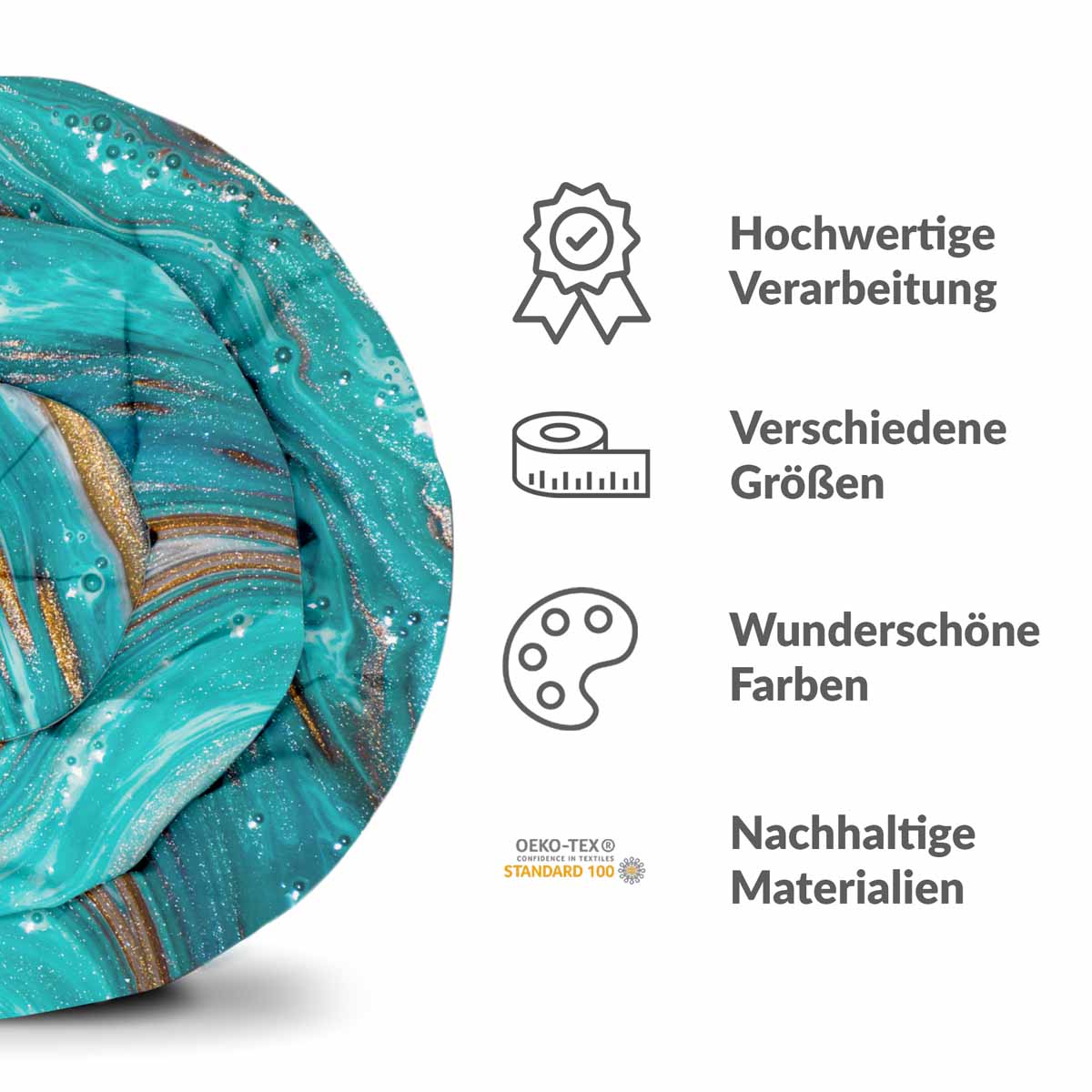 Therapy blankets bedding set marble turquoise