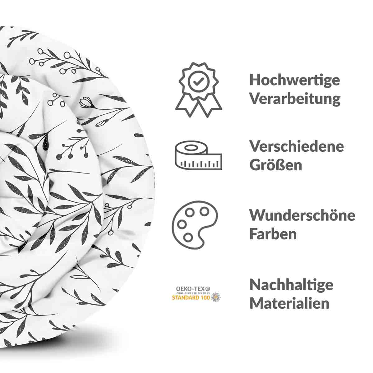 Therapy blankets bedding set white with black branches