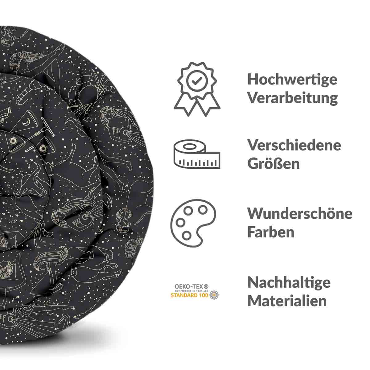 Set de ropa de cama con manta terapéutica negro horóscopo