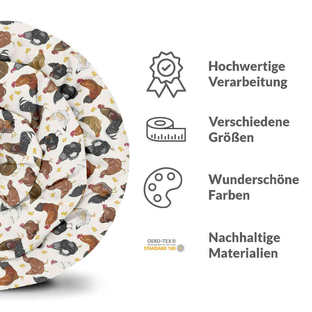 Therapiedekens beddengoed set wit met veel kippen