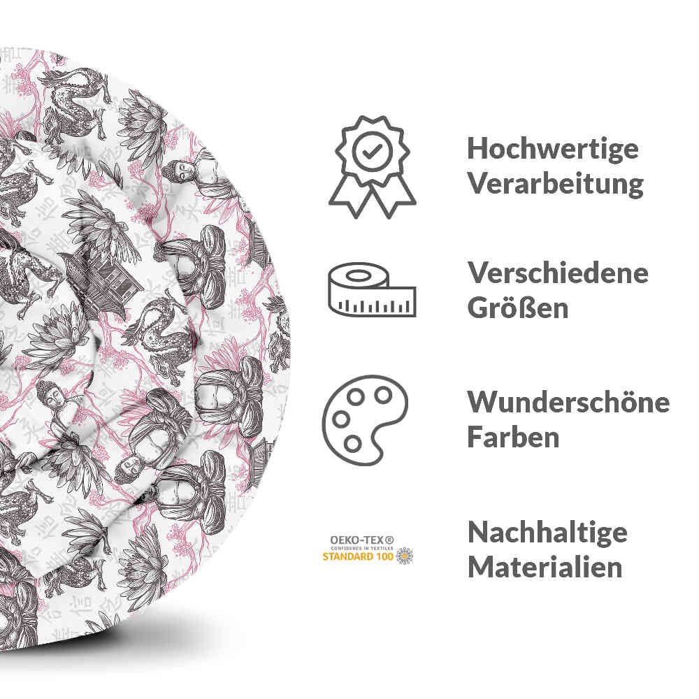 Originele therapiedeken - katoenen hoes met roze Boeddha