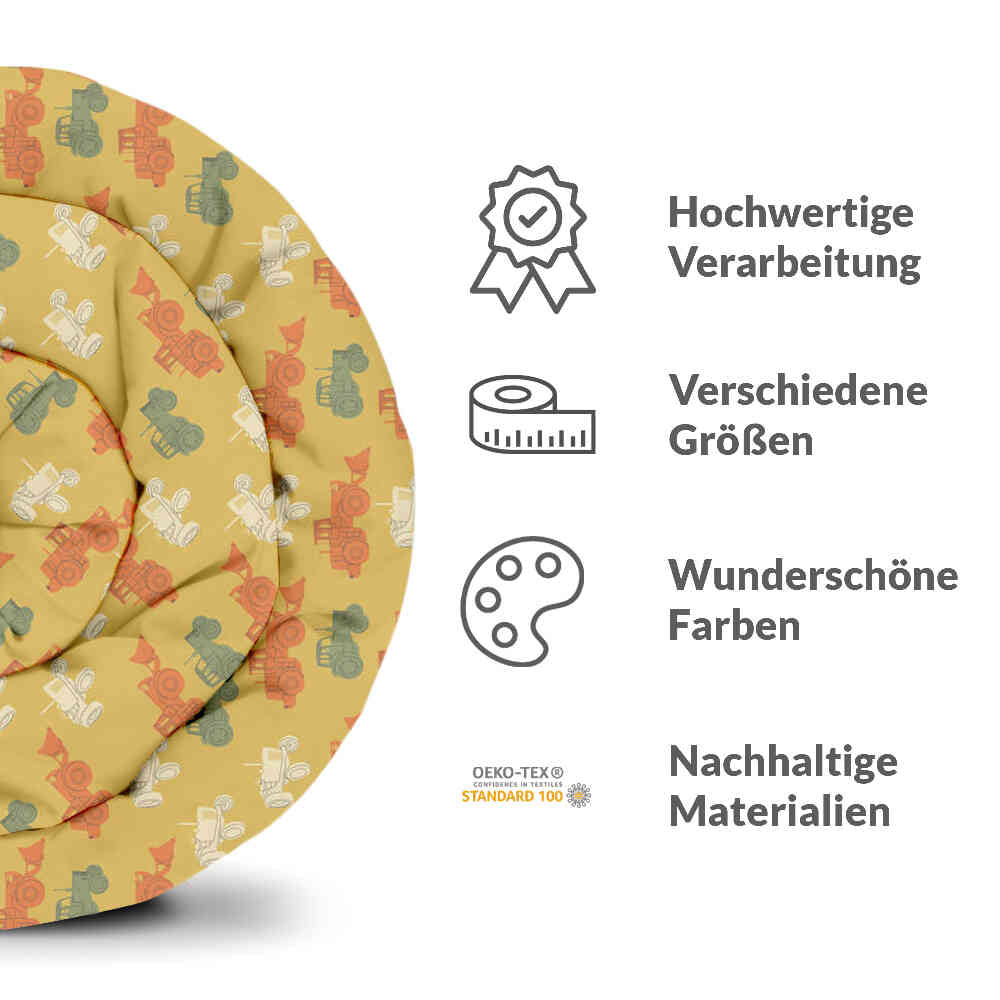 Set de ropa de cama con manta terapéutica naranja con tractores