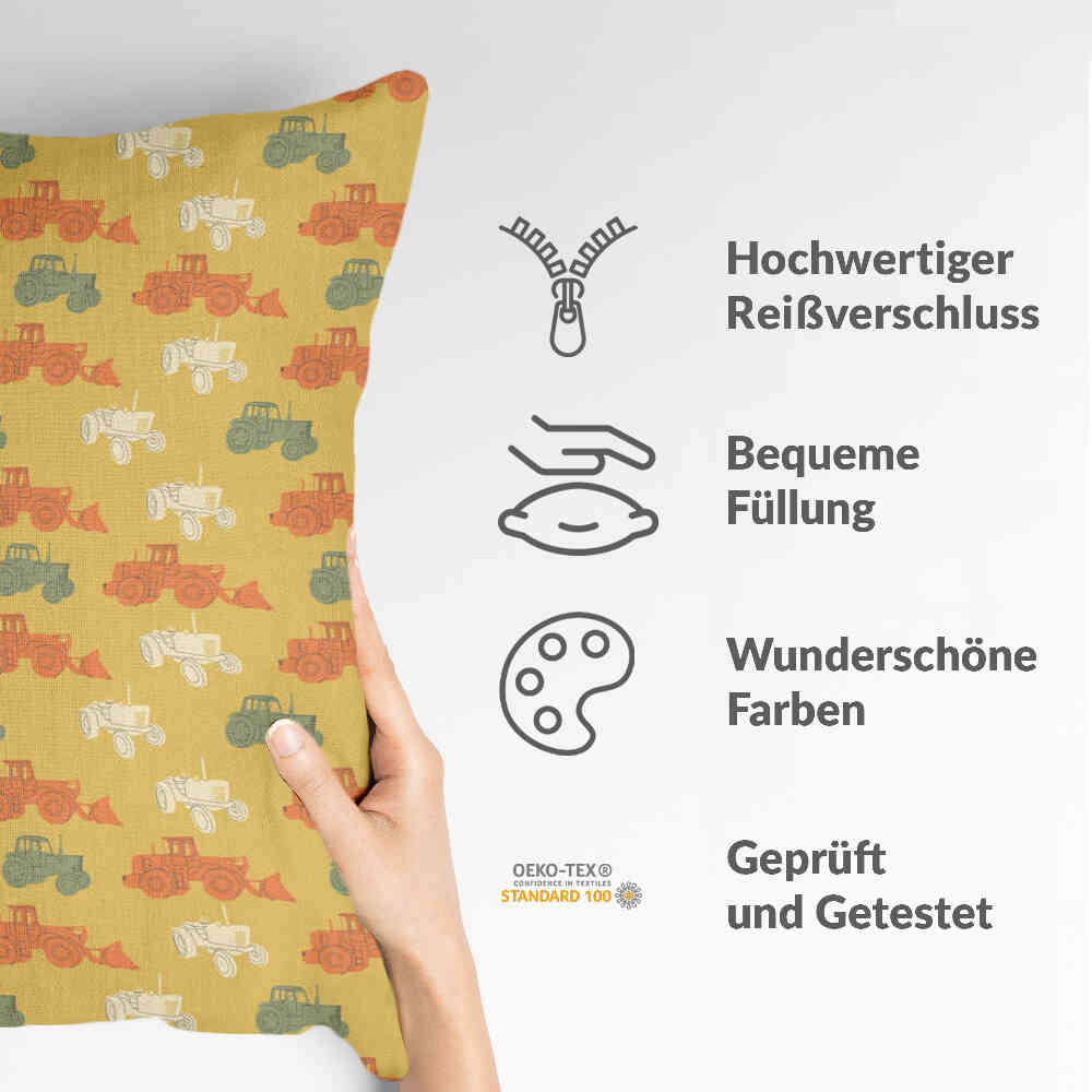 Health pillow orange with tractors