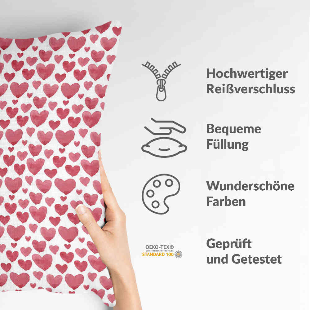 Health Pillow Red Hearts