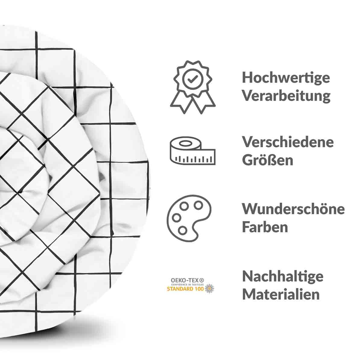 Therapy blankets bedding set white with black checks