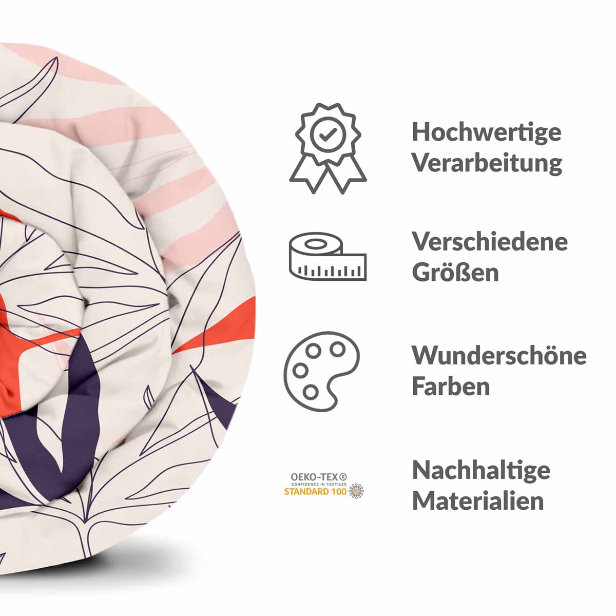 Originele therapiedeken - katoenen hoes beige met kleurrijke bladeren