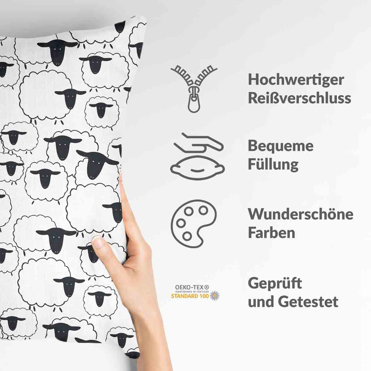 Health Pillow White with Sheep