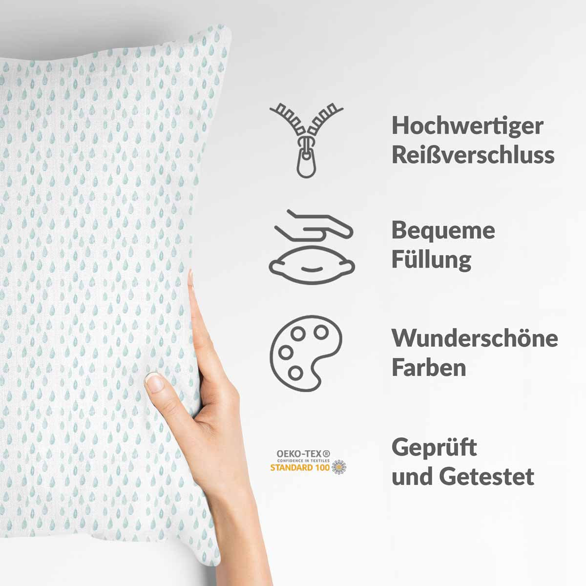 Gezondheidskussen met blauwe druppels