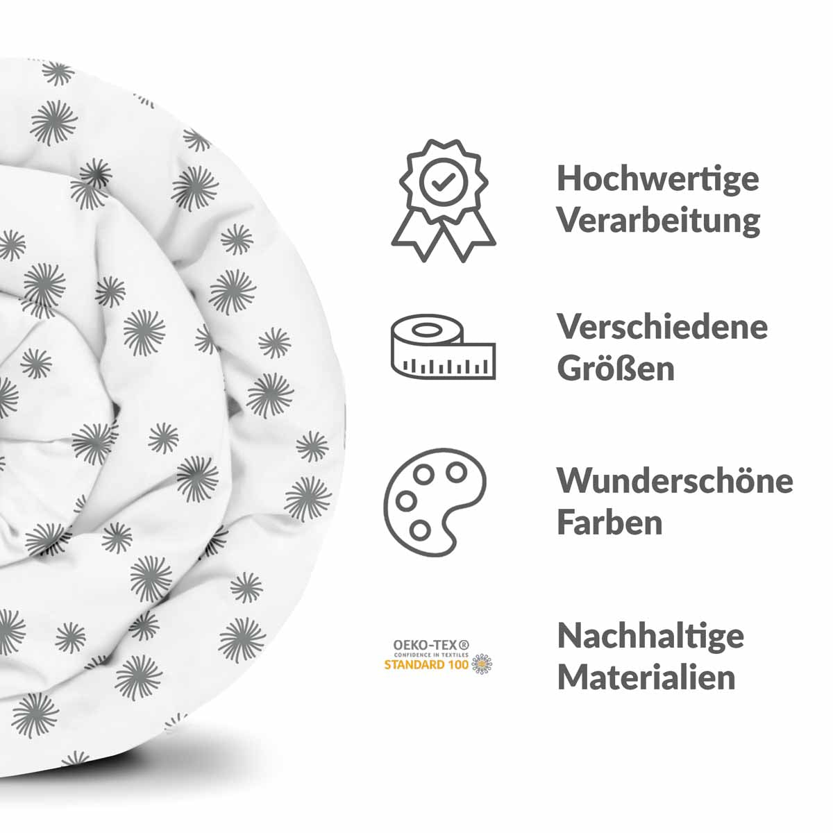 Manta terapéutica original - Funda de algodón blanca con borlas grises