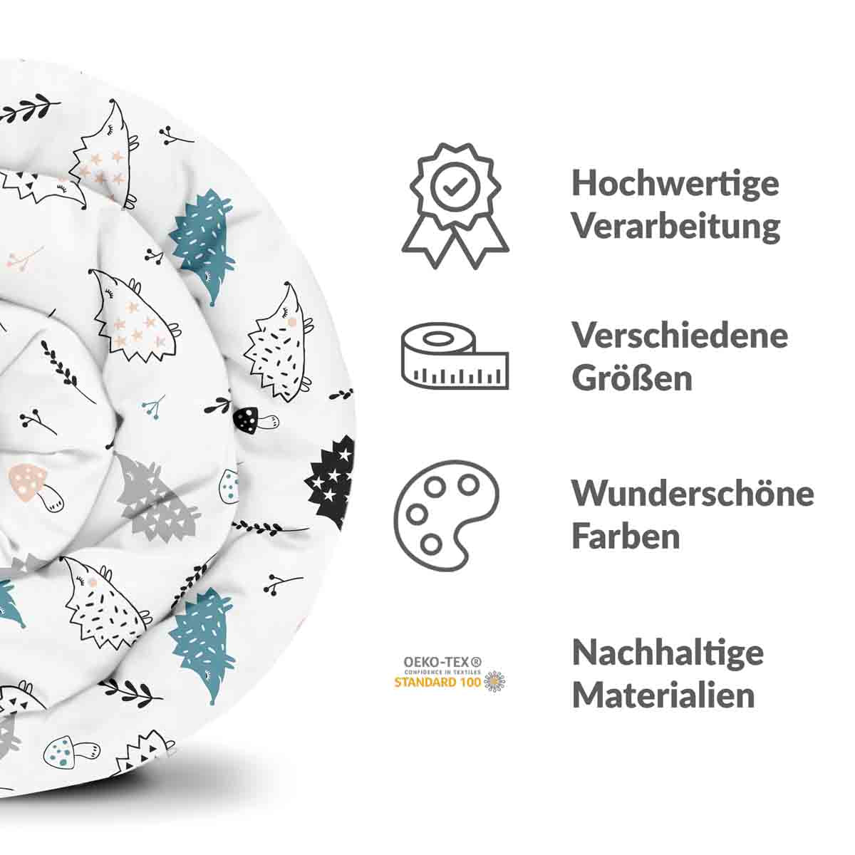 Originele therapiedeken - katoenen hoes wit met egel