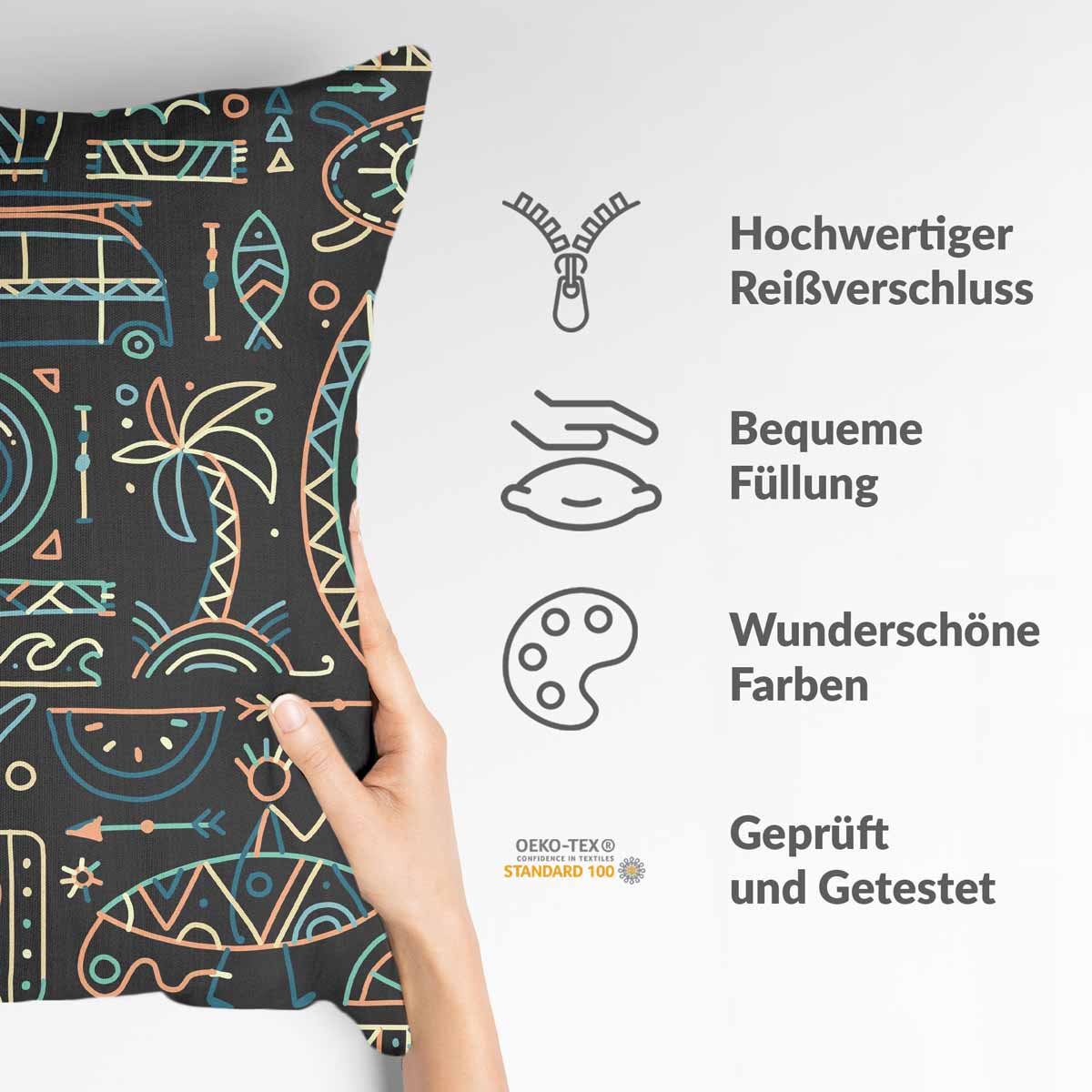 Cuscino sanitario con motivo hawaiano verde