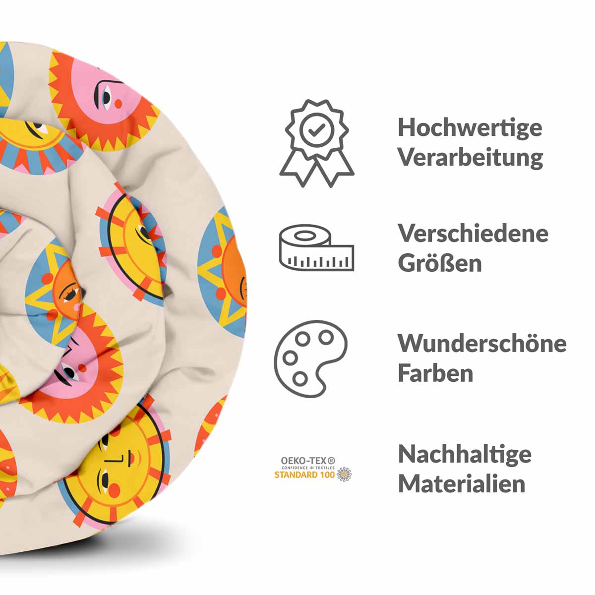 Set di biancheria da letto beige con coperta terapeutica e sole