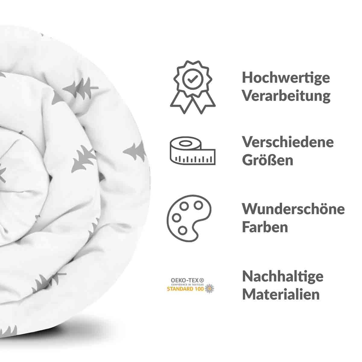 Therapy blankets bedding set white with gray fir trees