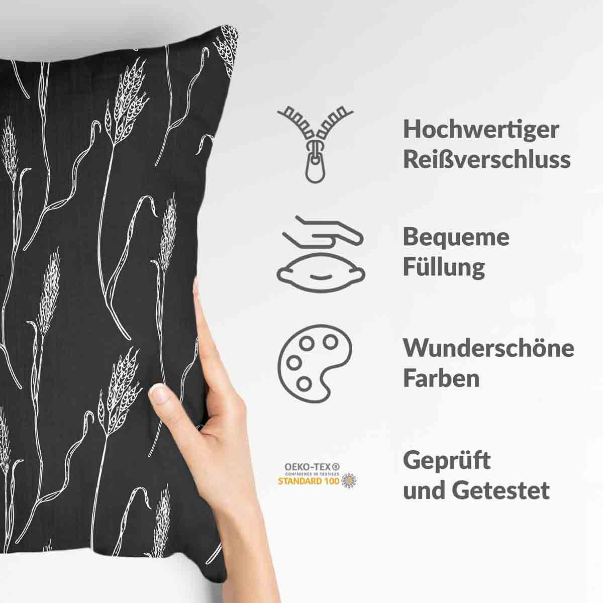 Health pillow dark gray with white branches