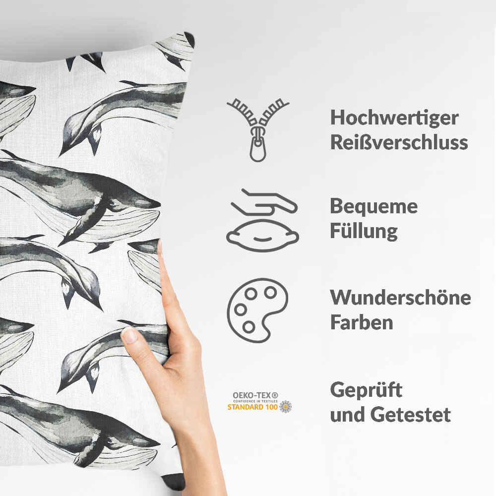 Almohada de salud ballena azul negra