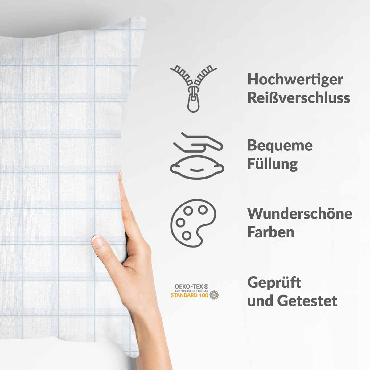 Health Pillow White Blue Checkered