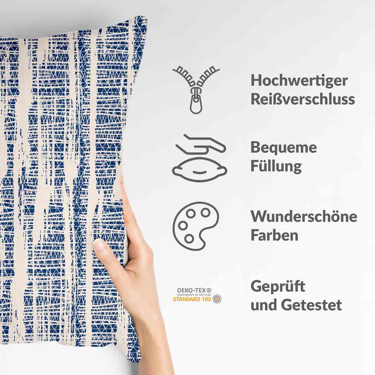 Health pillow with blue pattern