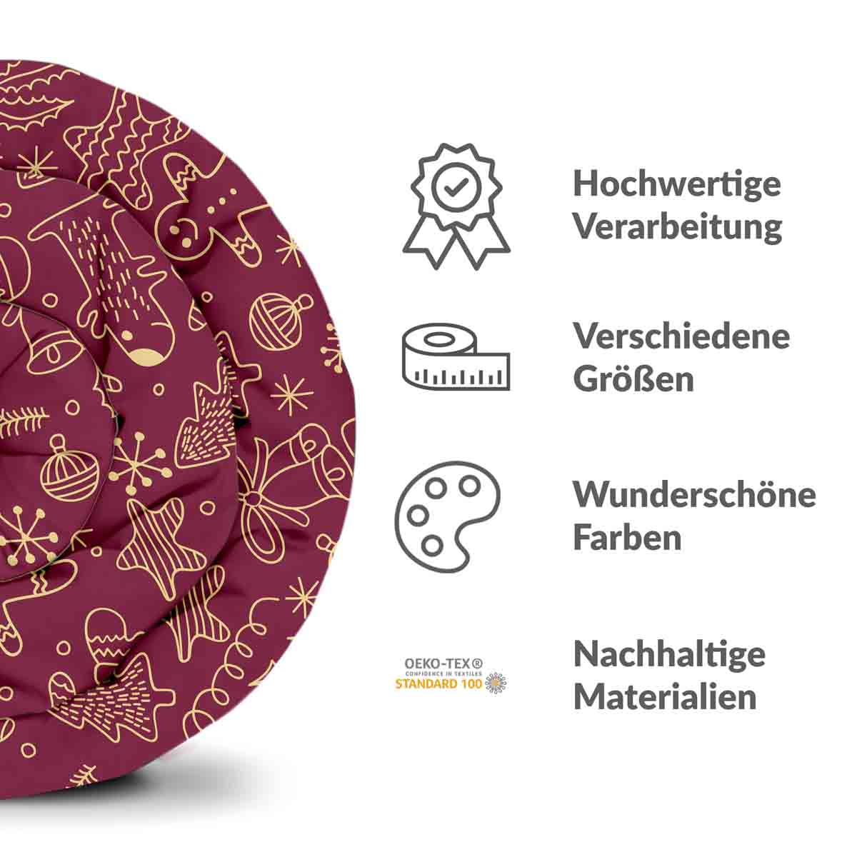 Couverture thérapeutique originale - Housse en coton rouge avec motifs de Noël amusants