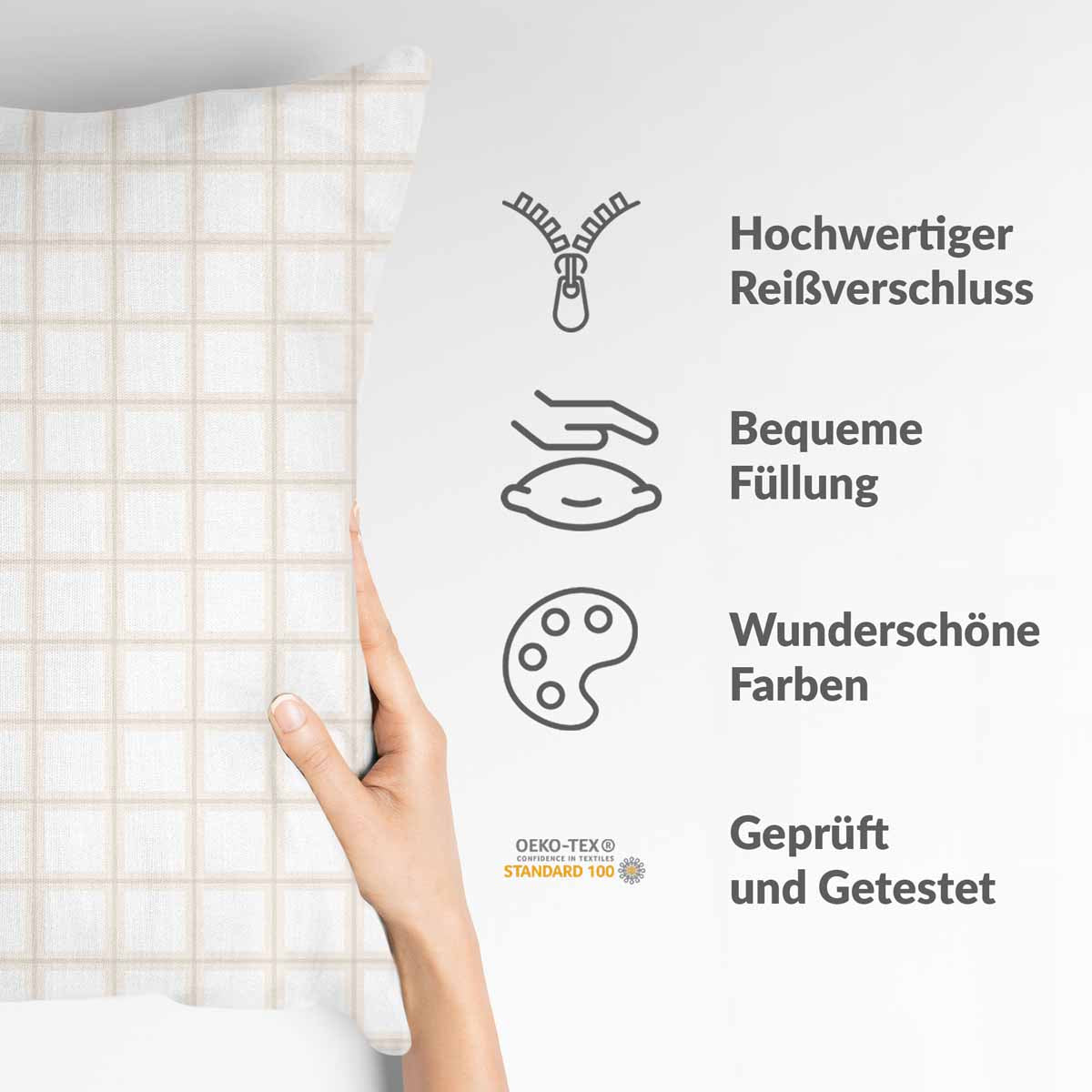 Cuscino salute arancione beige a quadri