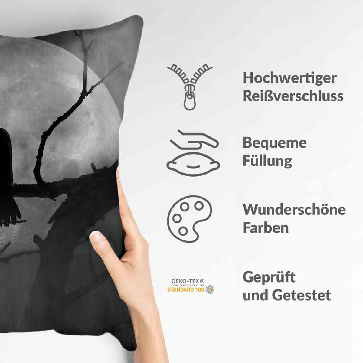 Gezondheidskussen Raaf in Maanlicht