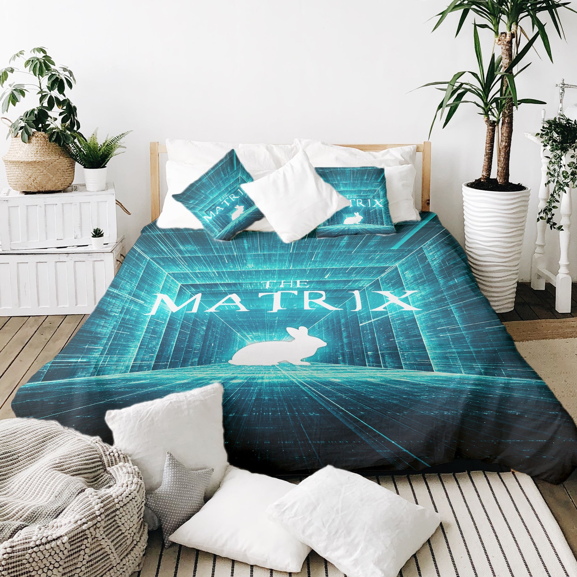 Therapy blankets bedding set blue matrix