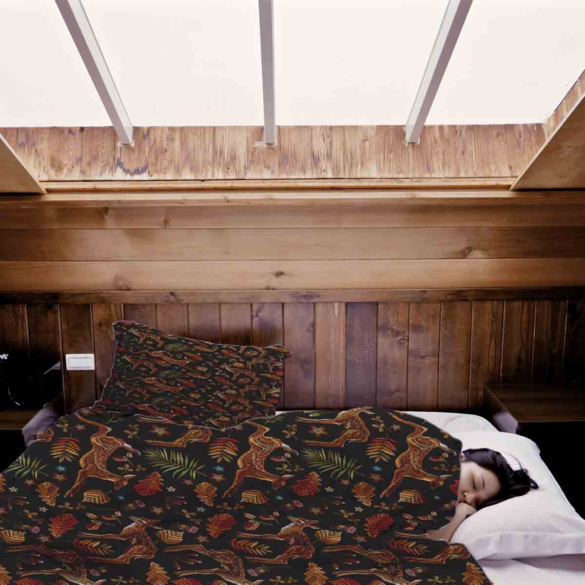 Therapy blankets bedding set brown with deer