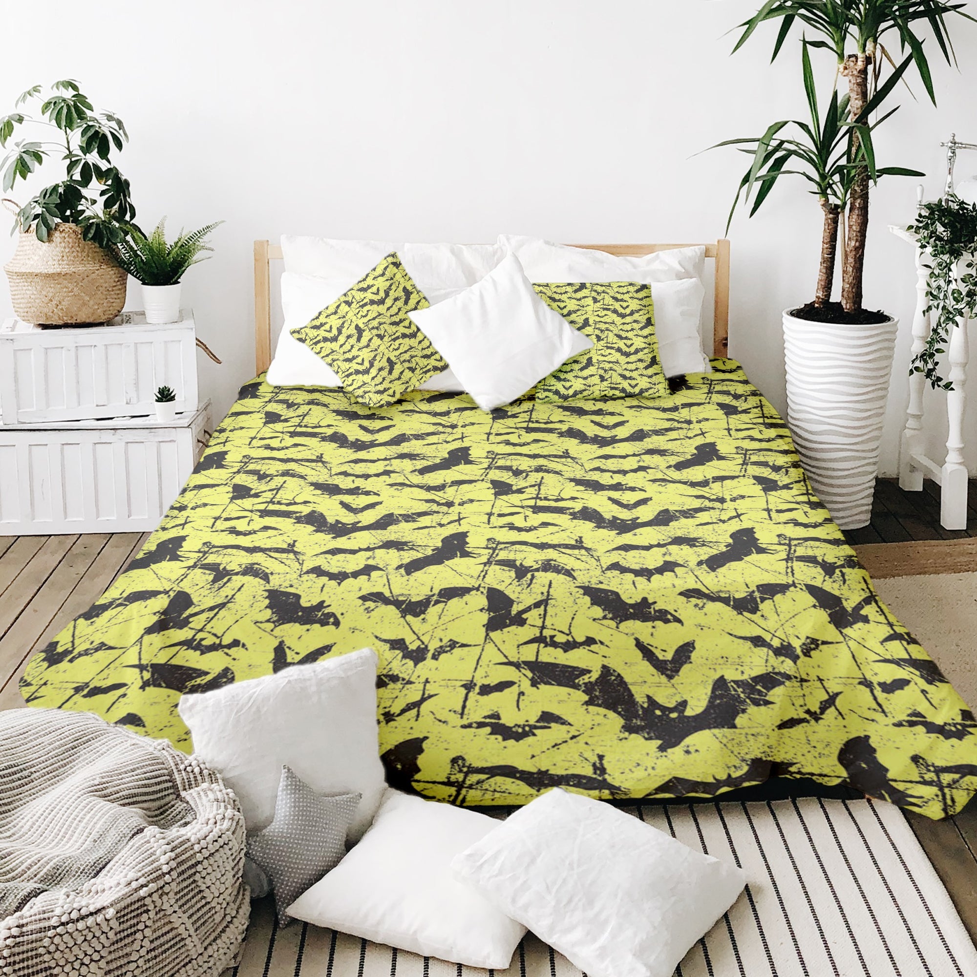 Therapy blankets bedding set yellow bat