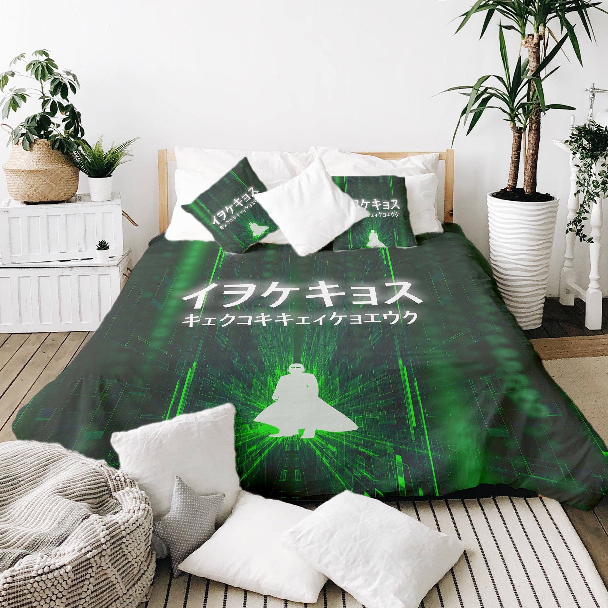 Original therapy blanket - cotton cover in green with characters