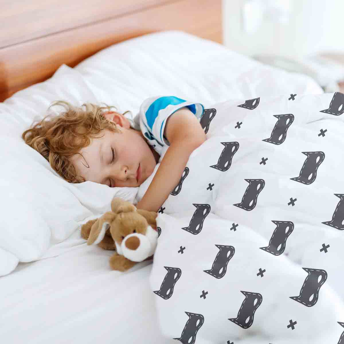 Therapy blankets bedding set white with cat mask