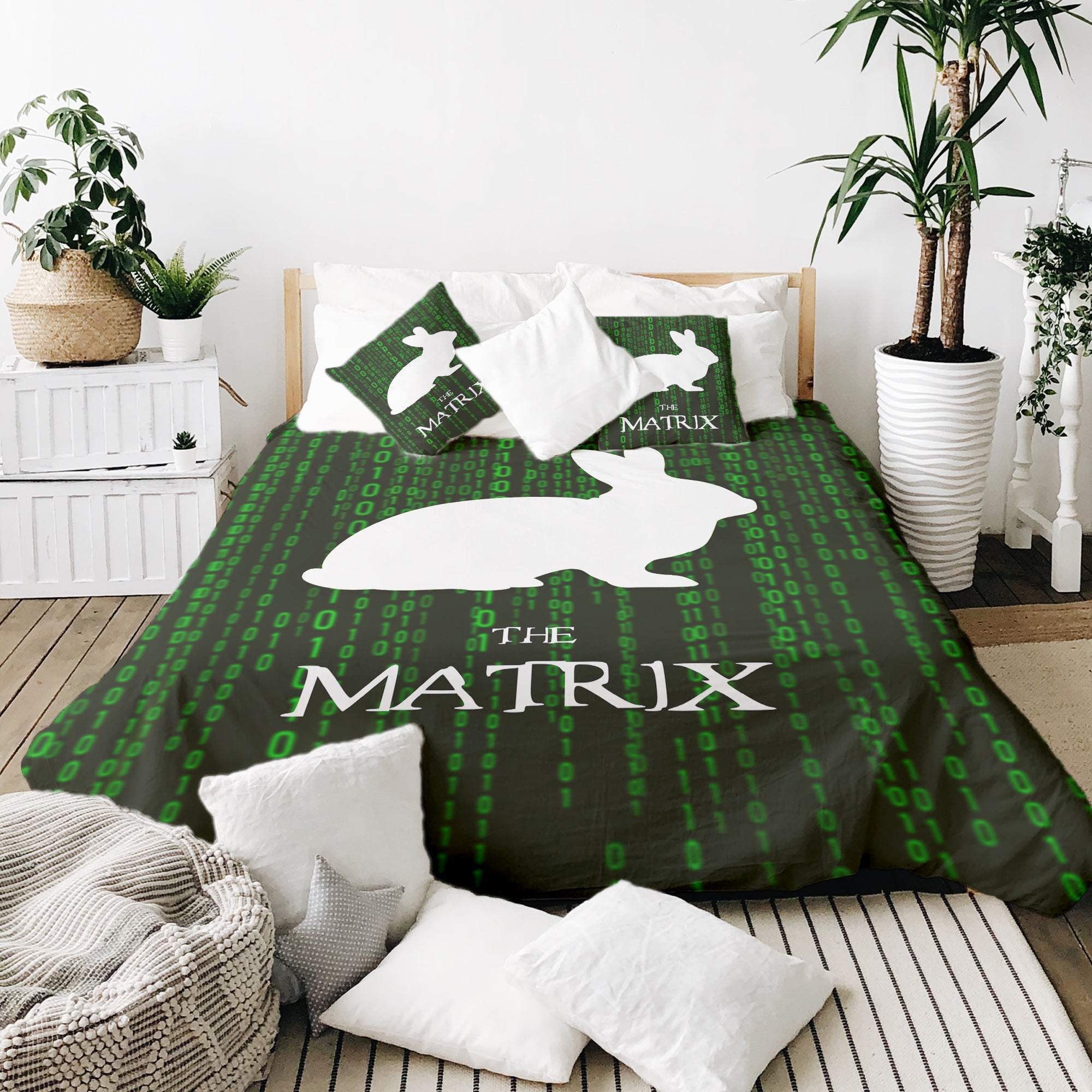 Therapy blankets bedding set Matrix Code green