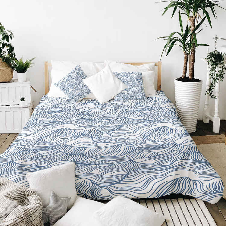 Therapy blankets bedding set waves in blue