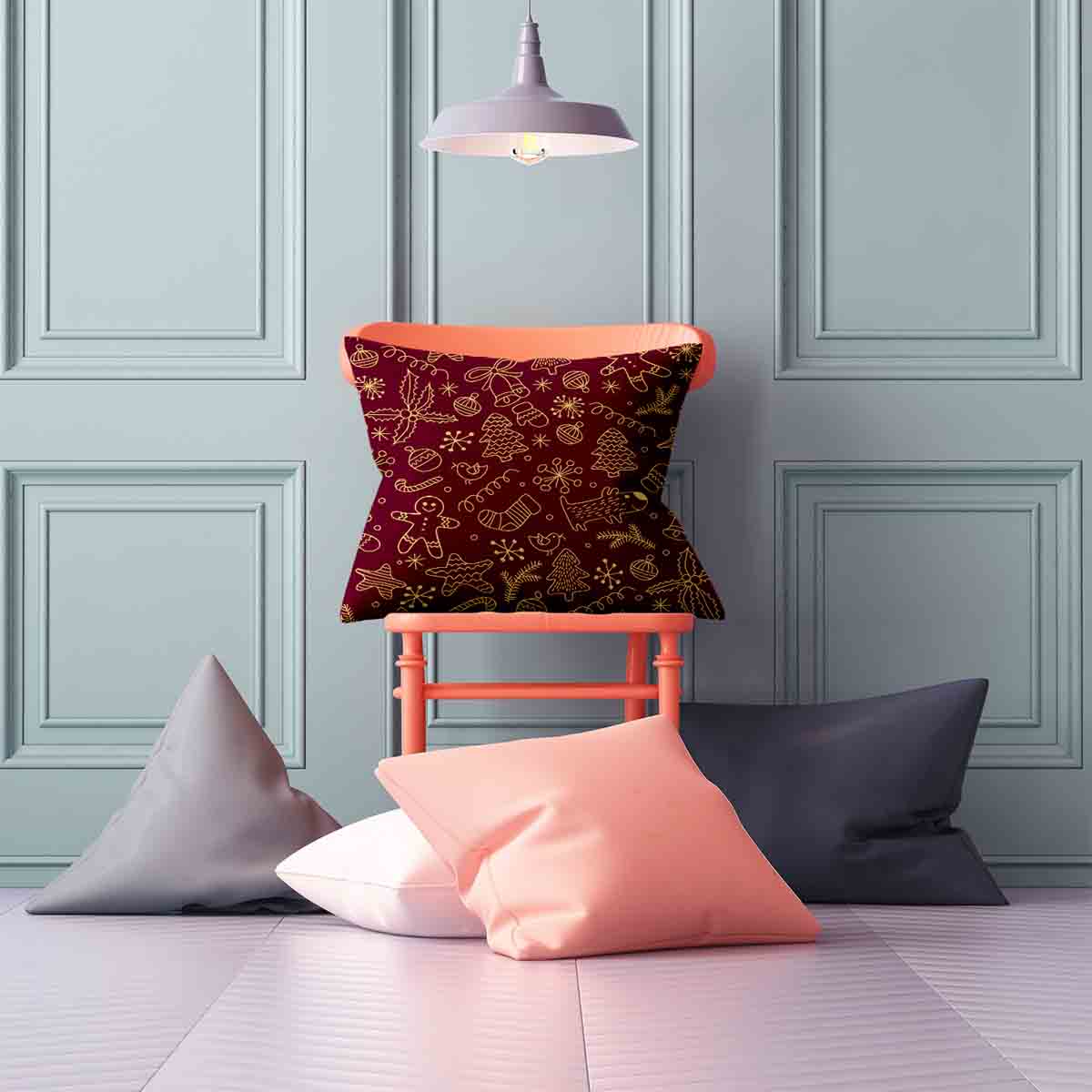 Gezondheidskussen Rood met grappige kerstmotieven