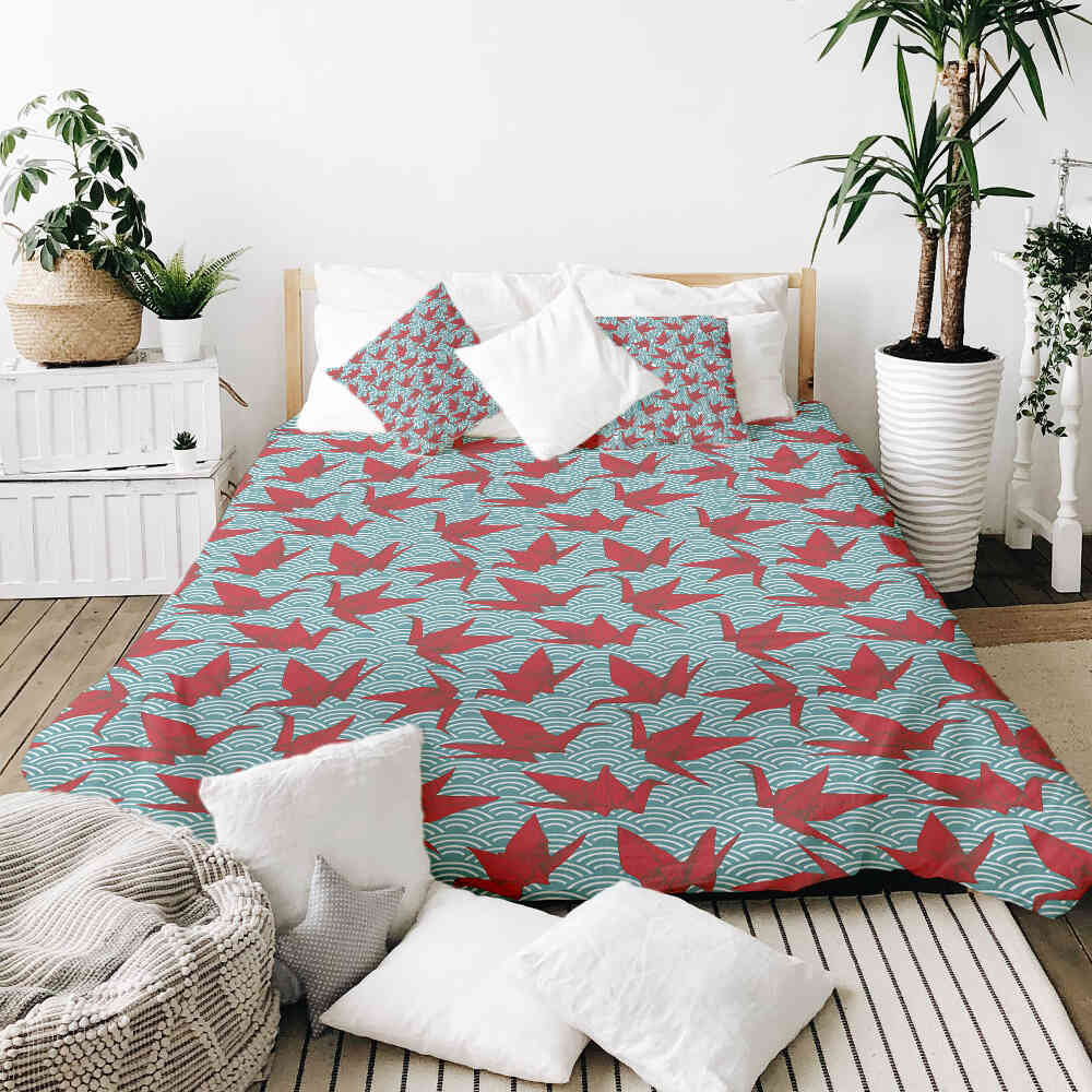 Couverture thérapeutique originale - Housse en coton rouge Origami