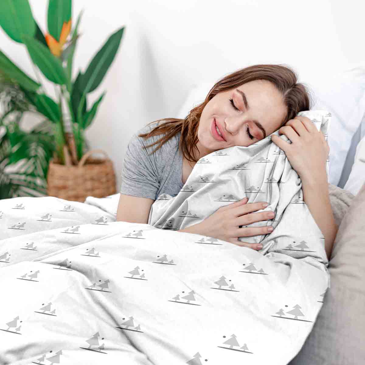 Therapy blankets bedding set forest in moonlight