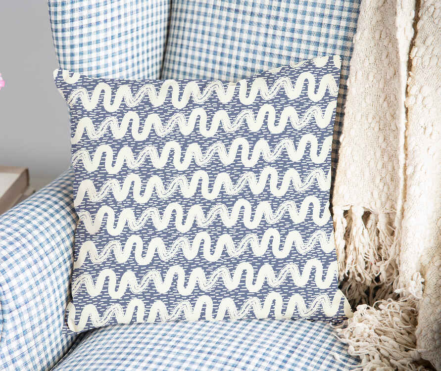 Gezondheidskussen blauw witte golven