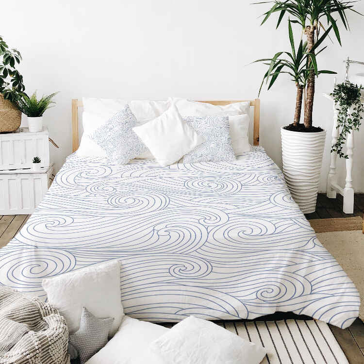 Couverture thérapeutique originale - Housse en coton vagues bleues