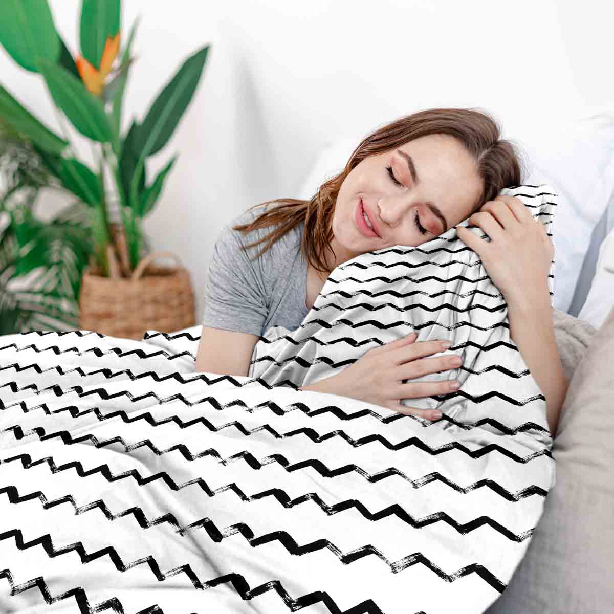 Therapiedekens Beddengoed Set Wit Zigzag