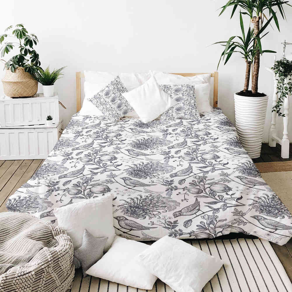 Set di biancheria da letto con coperta terapeutica grigio primavera